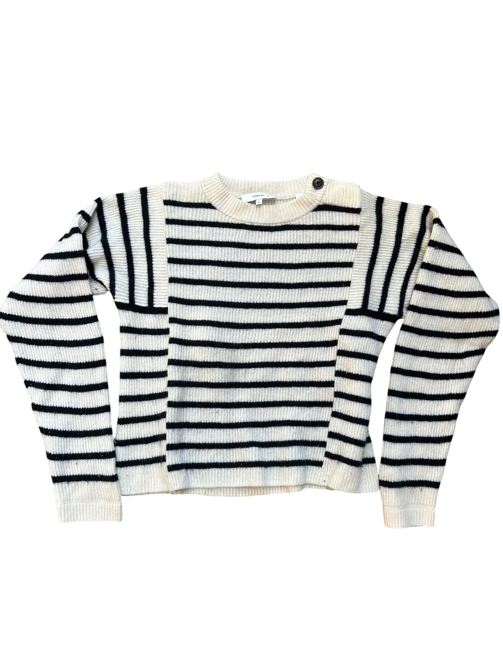 Vince Wool and Cashmere Striped Sweater Women’s XS Black and White Sailor Warm
